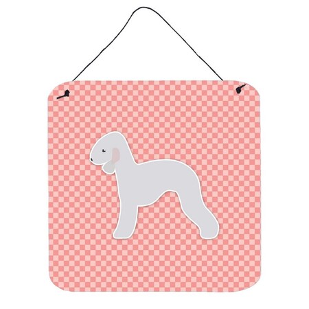 Carolines Treasures Bedlington Terrier Checkerboard Pink Wall or Door Hanging Prints BB3594DS66